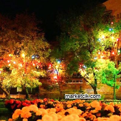 Marketcik Yuvarlak Turkuaz Renk Park Bahçe Ağaç Feneri Işığı