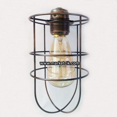 Dekoratif Rustik Ampuller İçin Eskitme Tel Kafes Avize, Uzun Gemici Model