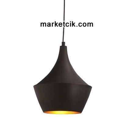 Marketcik Dekoratif Siyah Retro Sarkıt Avize, Tekli Modern Avize