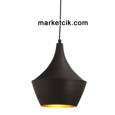 Marketcik Dekoratif Siyah Retro Sarkıt Avize, Tekli Modern Avize