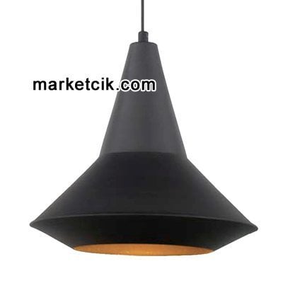 Marketcik Dekoratif Siyah Retro Sarkıt Avize, Tekli Modern Avize