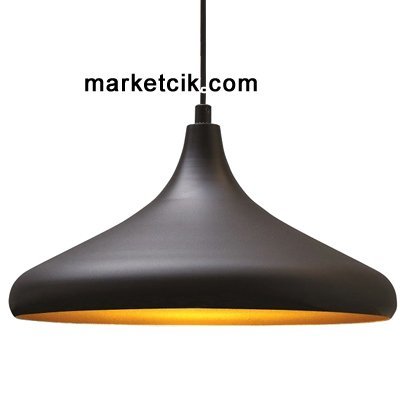 Marketcik Dekoratif Siyah Retro Sarkıt Avize, Tekli Modern Avize