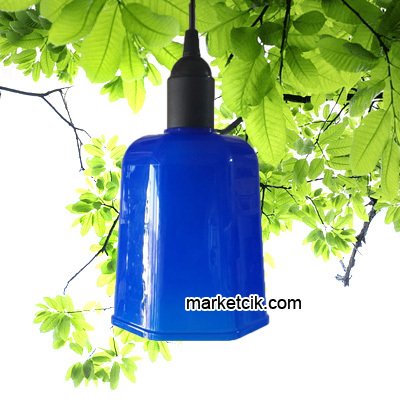 Marketcik 6 Köşeli Mavi Renk Park Bahçe Ağaç Feneri Işığı