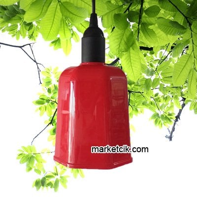 Marketcik 6 Köşeli Kırmızı Renk Park Bahçe Ağaç Feneri Işığı
