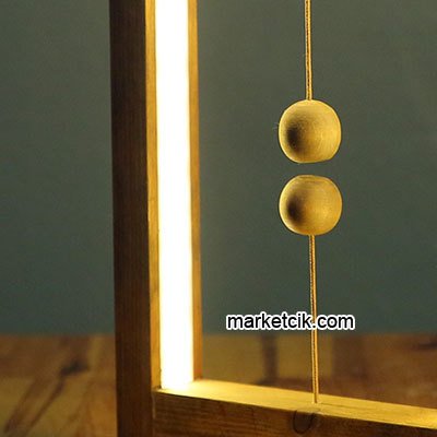 Marketcik Dekoratif Ahşap Dikdörtgen Model Mıknatıslı Led Masa Lambası
