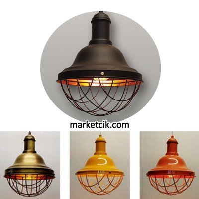 Marketcik Dekoratif Siyah Tel Kafesli Retro Sarkıt Avize, Tekli Modern Avize