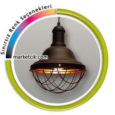 Marketcik Dekoratif Siyah Tel Kafesli Retro Sarkıt Avize, Tekli Modern Avize