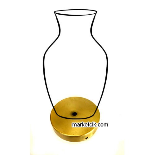Marketcik Seramik Vazo Masa Lambası İçin Açık Sarı Eskitme Metal Tabanlık 12-15-20 cm
