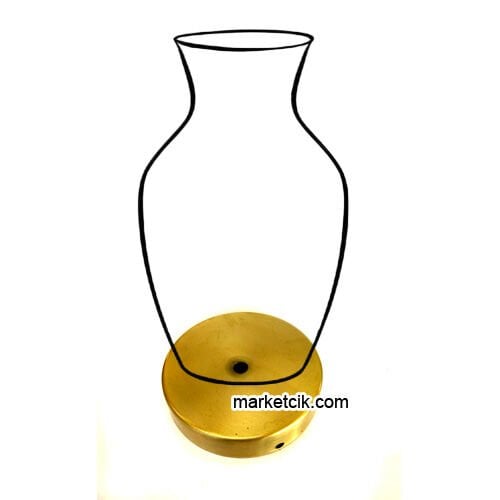 Marketcik Seramik Vazo Masa Lambası İçin Açık Sarı Eskitme Metal Tabanlık 12-15-20 cm