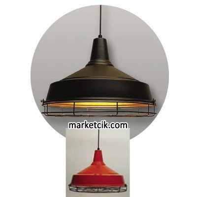 Marketcik Dekoratif Siyah Tel Kafesli Retro Sarkıt Avize, Tekli Modern Avize