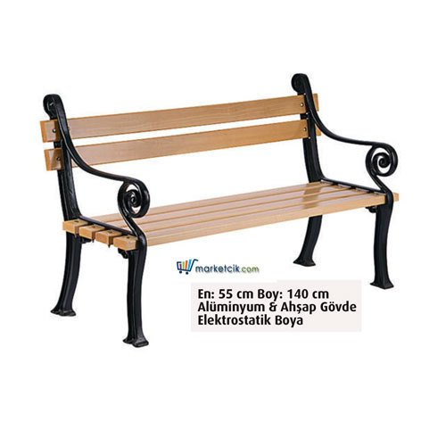 Ayaz 140x55 Alüminyum Döküm Ayaklı Ahşap Park Bahçe Oturma Bankları