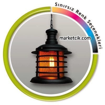 Marketcik Dekoratif Siyah Tel Kafesli Retro Sarkıt Avize, Tekli Modern Avize