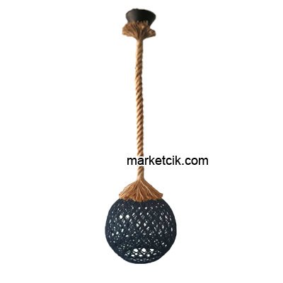 Marketcik Hasır Şapkalı Halat Avize Avize