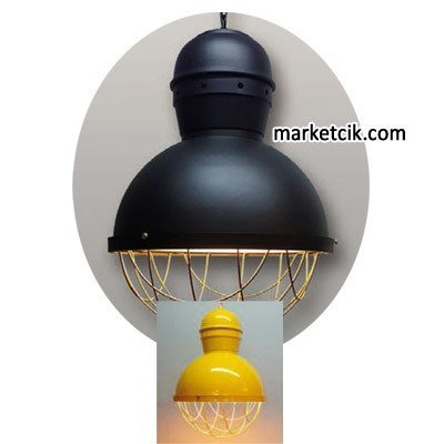 Marketcik Dekoratif Siyah Tel Kafesli Retro Sarkıt Avize, Tekli Modern Avize