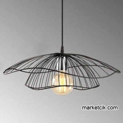 Marketcik Dekoratif Siyah Şapka Desenli Retro Sarkıt Avize