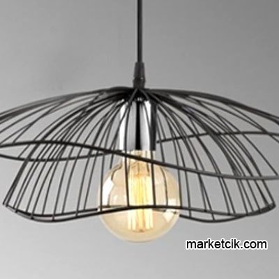 Marketcik Dekoratif Siyah Şapka Desenli Retro Sarkıt Avize