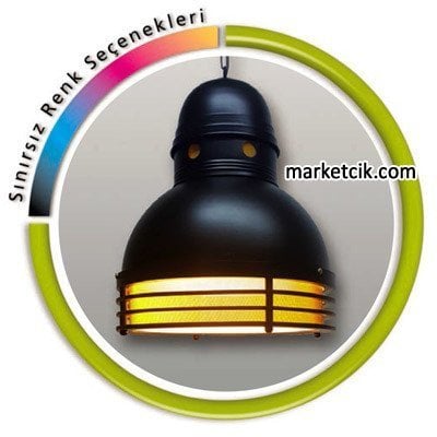 Marketcik Dekoratif Siyah Retro Sarkıt Avize, Tekli Modern Avize