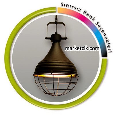 Marketcik Dekoratif Siyah Tel Kafesli Retro Sarkıt Avize, Tekli Modern Avize