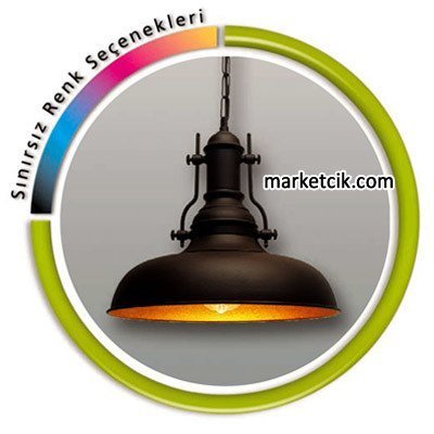 Marketcik Dekoratif Siyah Retro Sarkıt Avize, Tekli Modern Avize