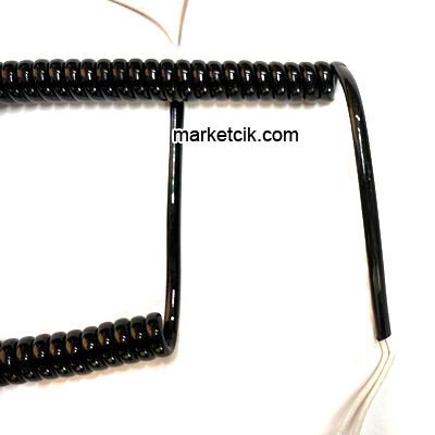 Marketcik 2x0,75 Yassı Siyah Spiral Kablo 40 cm-2 metre Fön Saç Kurutma Makinası Kablosu