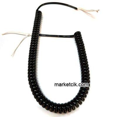 Marketcik 2x0,75 Yassı Siyah Spiral Kablo 40 cm-2 metre Fön Saç Kurutma Makinası Kablosu