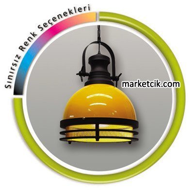 Marketcik Dekoratif Sarı Retro Sarkıt Avize, Tekli Modern Avize