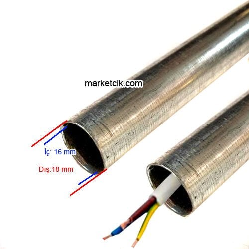 Marketcik Dekoratif 18lik 1/2 Galvanizli EMT Boru 3 Metre