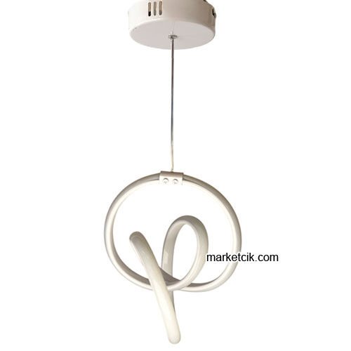 Marketcik Beyaz Tekli Sarkıt Led Avize 3 Renk Işıklı TRZ-034