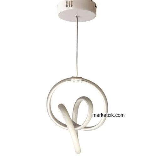 Marketcik Beyaz Tekli Sarkıt Led Avize 3 Renk Işıklı TRZ-034
