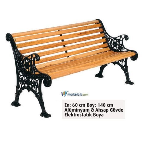 Ayaz 140x60 Alüminyum Döküm Ayaklı Ahşap Park Bahçe Oturma Bankları