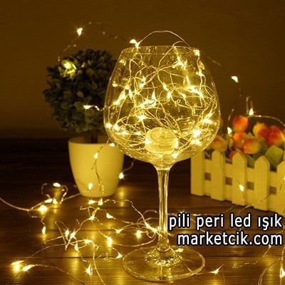 İç Mekan Pilli 3 Metre Telli Peri Led Aydınlatma Işığı Sarı Işık