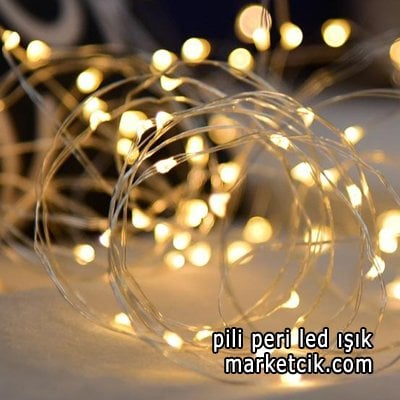 İç Mekan Pilli 3 Metre Telli Peri Led Aydınlatma Işığı Sarı Işık