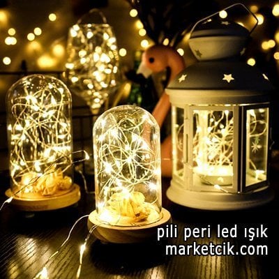 5 Metre Telli Peri Led Aydınlatma Işığı Pilli 50 Günışığı Işık