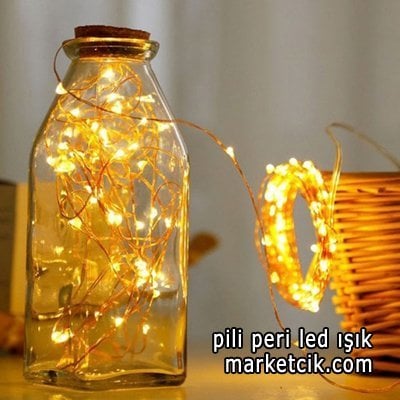 İç Mekan Pilli 5 Metre Telli Peri Led Aydınlatma Işığı Sarı Işık