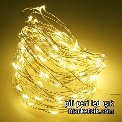 İç Mekan Pilli 5 Metre Telli Peri Led Aydınlatma Işığı Sarı Işık
