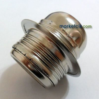 Marketcik Krom Halkalı Metal E27 Duy Dekoratif Standart Avize Ampul Duyu