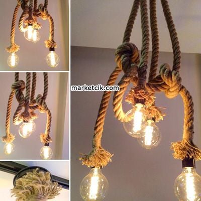 Marketcik 2cm Dekoratif Örgülü Jut Hasır Halat Kablo, 1 Metre