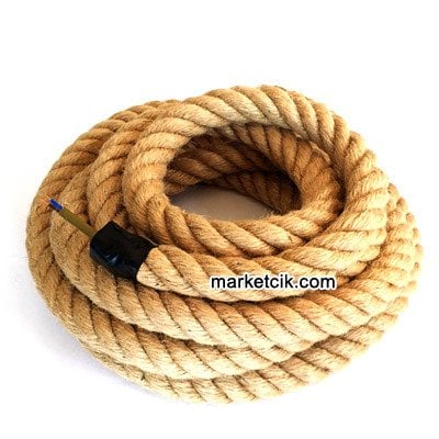 Marketcik 2cm Dekoratif Örgülü Jut Hasır Halat Kablo, 1 Metre