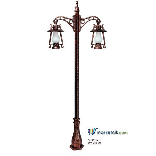Ayaz 280x90 Alüminyum 2 Kafalı Gaz Lamba Park Bahçe Aydınlatma Direği