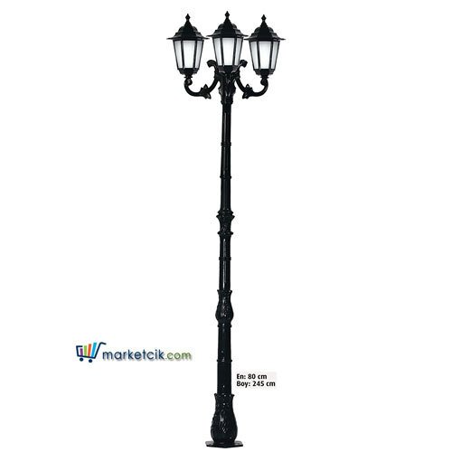 Ayaz 245x80 Alüminyum 4 Kafalı Altıgen Fener  Park Bahçe Aydınlatma Direği