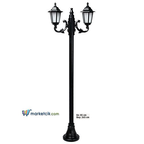 Ayaz 265x85 Alüminyum 2 Kafalı Altıgen Fener Park Bahçe Aydınlatma Direği