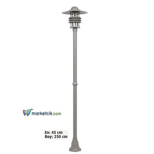 Ayaz 250x45 Uzaylı Model Gri Metal Sokak Park Bahçe Aydınlatma Direği