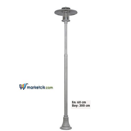 Ayaz 300x60 Uzaylı Model Gri Metal Sokak Park Bahçe Aydınlatma Direği