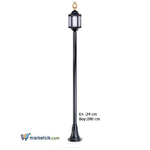 Ayaz 280x24 Ayyıldızlı Alüminyum Döküm Fenerli Park Bahçe Aydınlatma Direği