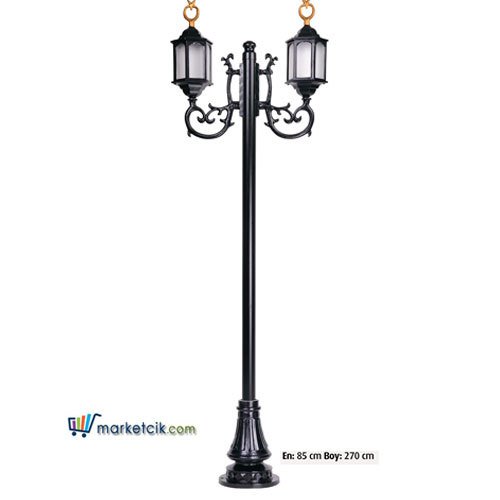 Ayaz 270x85 Ayyıldızlı Alüminyum Döküm Fenerli Park Bahçe Aydınlatma Direği