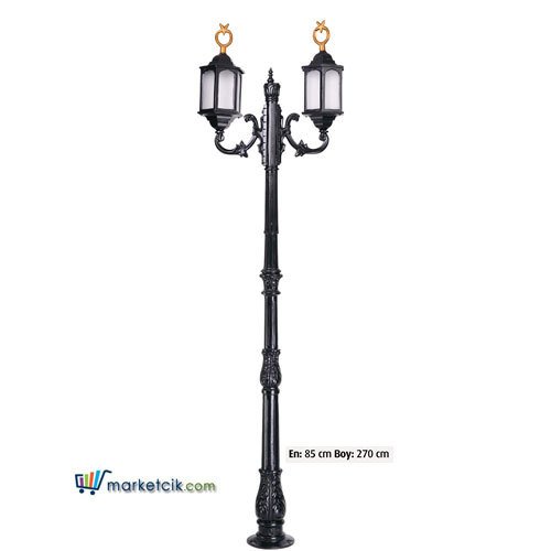 Ayaz 270x85 Ayyıldızlı Alüminyum Döküm Fenerli Park Bahçe Aydınlatma Direği
