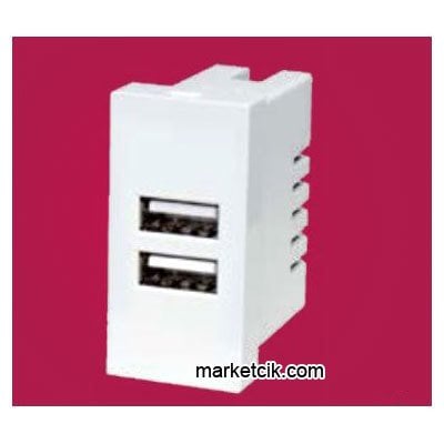 Mutlusan Kablo Kanalı İçin 45x22,5 USB 2Li Şarj Prizi 5V 2,1A