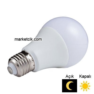 Ecolite Gece Gündüz Işık Ayarlı Sensörlü 9 Watt Led Ampul Beyaz Işık