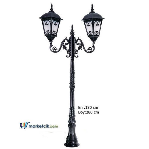Ayaz 280x130 Büyük Motifli Alüminyum Kare Fenerli Park Bahçe Aydınlatma Direği