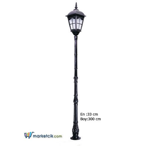 Ayaz 300x33 Büyük Kare Çıtalı Alüminyum Fenerli Park Bahçe Aydınlatma Direği